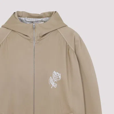 Marni Hooded Jacket With Embroidered Detail And Elasticated Hem In Brown