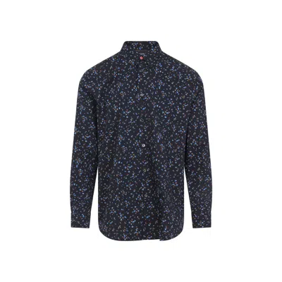 Paul Smith Men's Regular Fit Shirt With All-over Print In Blue