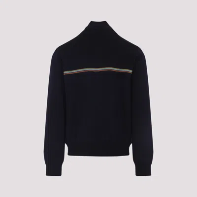 Paul Smith Zip-up Jacket With Colorful Striped Accents In Blue
