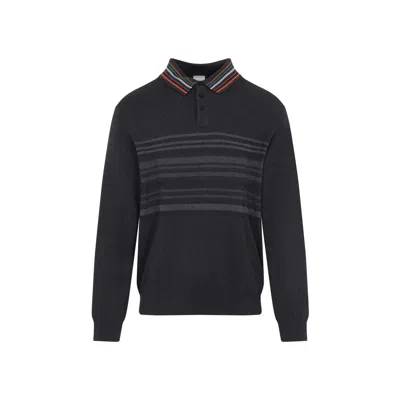 Paul Smith Striped-motif Polo Sweater In Black