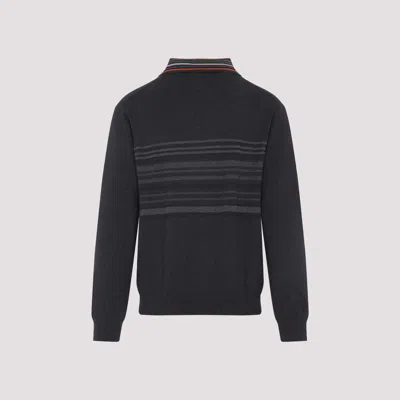 Paul Smith Striped-motif Polo Sweater In Black