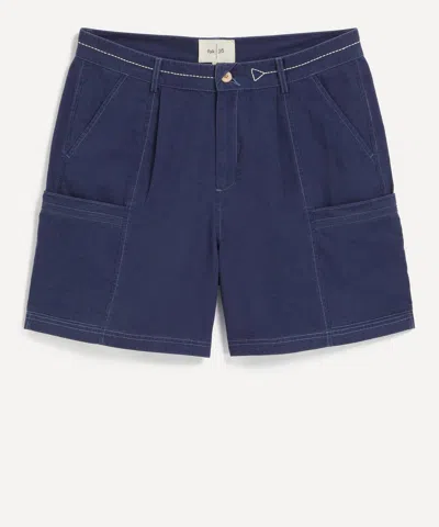 Folk Mens Lunar Ink Blue Crinkle Canvas Shorts In Blue
