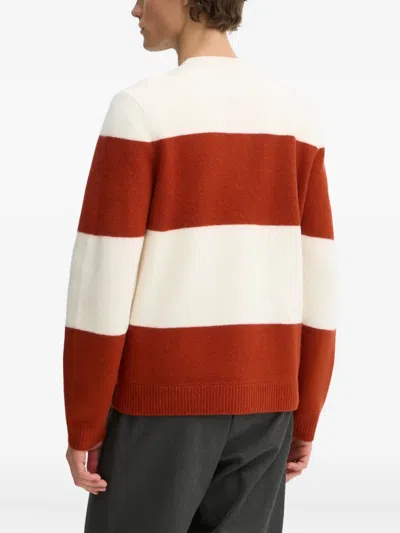 Apc Striped Crew-neck Sweater In White
