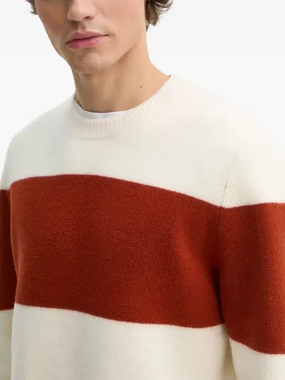 Apc Striped Crew-neck Sweater In White