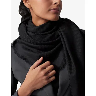 Cartier Womens Black C De  Wool And Silk-blend Shawl
