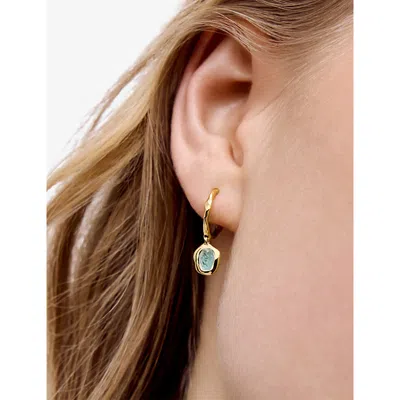 Monica Vinader Gold Odyssey Gemstone Huggie Earrings Aquamarine In Gold