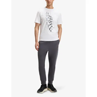 Hugo Boss Mens White Graphic-print Short-sleeve Stretch-cotton T-shirt Xxl In White
