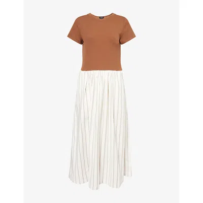 Me And Em Womens  Striped Ribbed Cotton-blend Midi Dress