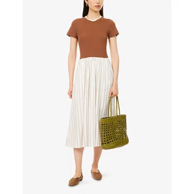 Me And Em Womens  Striped Ribbed Cotton-blend Midi Dress