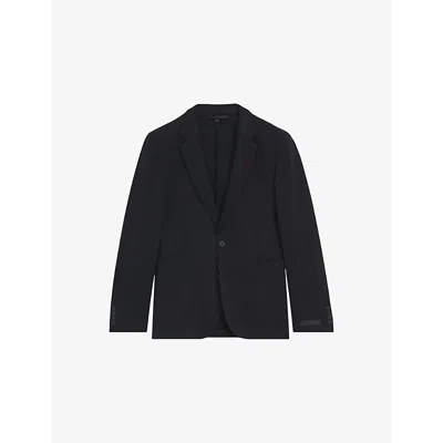 Hugo Boss Mens Beckham X Boss Slim-fit Single-breasted Cotton-silk Blend Jacket In Blue