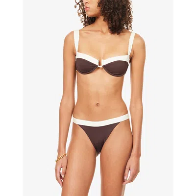 Monday Swimwear Womens Espresso Ivory Cala Roja Underwired Bikini Top