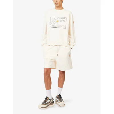 Moncler Genius X Gilga Farm By Donald Glover Logo-patch Relaxed-fit Cotton-jersey Shorts In Neutral