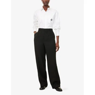 Polo Ralph Lauren Womens  Brand-embroidery Curved-hem Cotton-poplin Shirt