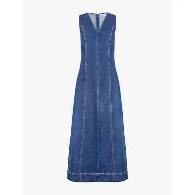 Ro&zo Womens  Panelled V-neck Stretch-denim Maxi Dress