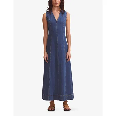 Ro&zo Womens  Panelled V-neck Stretch-denim Maxi Dress