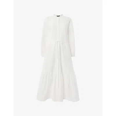 Whistles Omens  Broderie Tie-waist Cotton Midi Dress