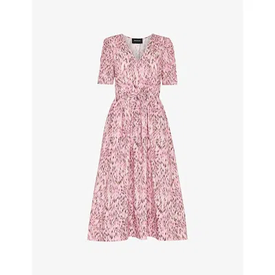 Whistles Leopard Print Cotton Midi Dress