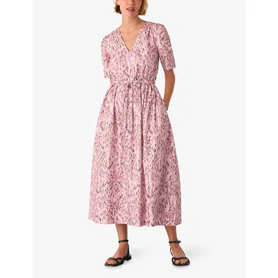 Whistles Leopard Print Cotton Midi Dress