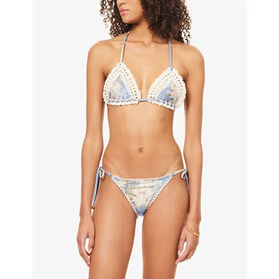 Zimmermann Women Cascadian Bikinis With Crochet Profiles In Blue
