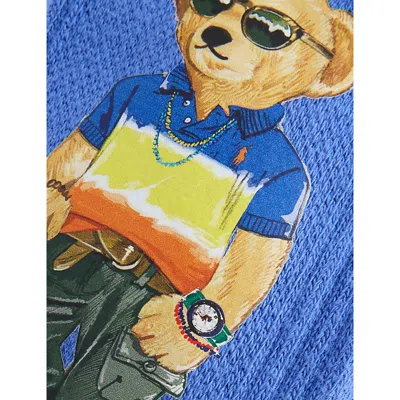 Polo Ralph Lauren Mens  Bear-print Dip-dye Stretch-cotton Crew Socks In Blue