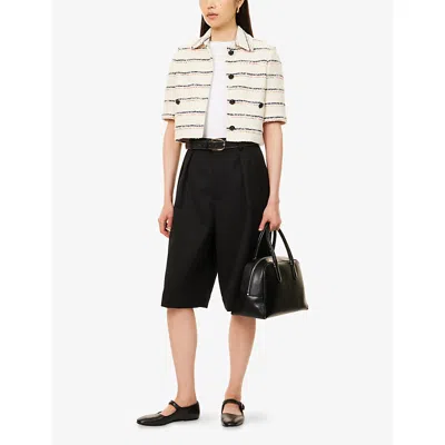 Me And Em Womens  Striped Cotton-blend Cropped Jacket