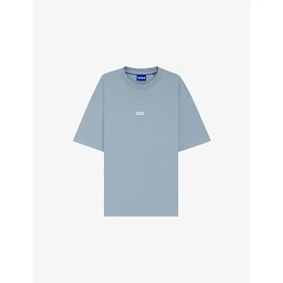 Hugo Boss Loose-fit T-shirt In Cotton With Rear Logo Artwork In Blue