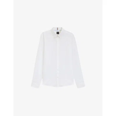Hugo Boss Mens Boss Regular-fit Long-sleeve Stretch-linen Shirt In White