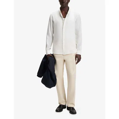 Hugo Boss Mens Boss Regular-fit Long-sleeve Stretch-linen Shirt In White