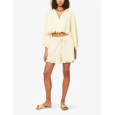 Zimmermann Womens Yellow/cream Coco Towelling Hooded Cotton Top