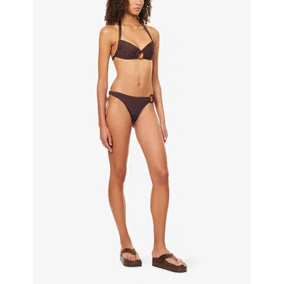 Monday Swimwear Womens Espresso Rib Bronte Wide-rib Bikini Bottoms