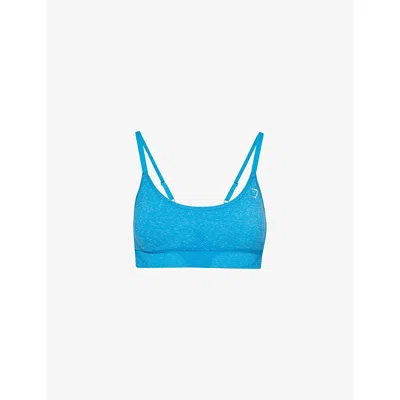 Gymshark Womens Blue Vital Seamless Stretch-woven Sports Bra