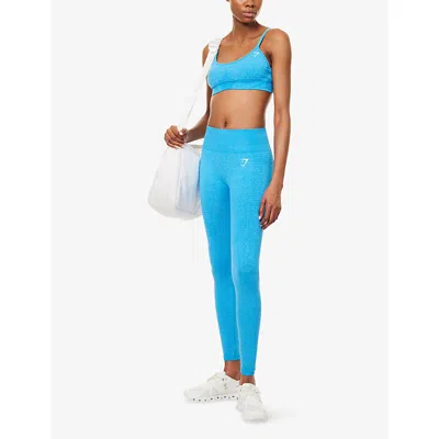 Gymshark Womens Blue Vital Seamless Stretch-woven Sports Bra
