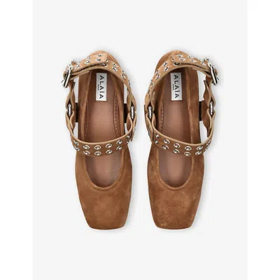 Alaïa Brown Biker Ballerina Flats