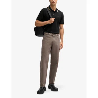 Hugo Boss Mens Black Logo-print Short-sleeve Cotton Polo Xl In Black
