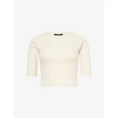 Me And Em And Em Womens Vanilla Raglan-sleeve Cropped Cotton-jersey Top