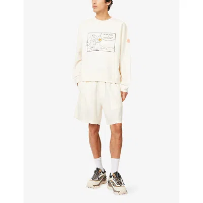 Moncler Genius X Gilga Farm By Donald Glover Logo-patch Relaxed-fit Linen-blend Shorts In White