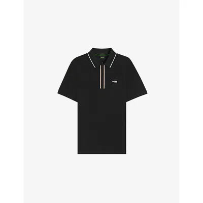 Hugo Boss Mens Boss Logo-print Short-sleeve Stretch-cotton Polo