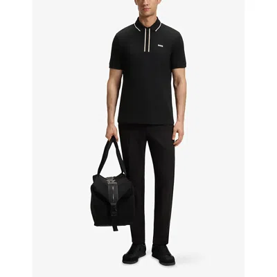 Hugo Boss Mens Boss Logo-print Short-sleeve Stretch-cotton Polo