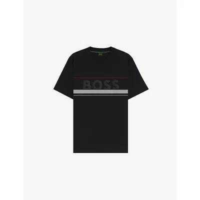 Hugo Boss Mens Black Brand-print Short-sleeve Cotton T-shirt Xxxl In Black