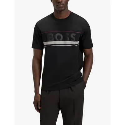 Hugo Boss Mens Black Brand-print Short-sleeve Cotton T-shirt Xxxl In Black
