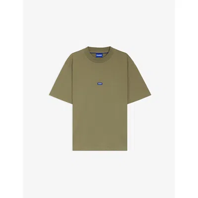 Hugo Boss Regular-fit Cotton-jersey T-shirt With Blue Logo Patch