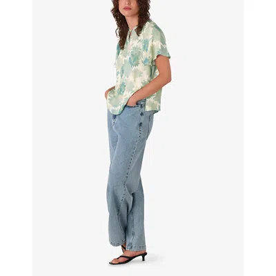 Whistles Womens Multi-coloured Tie-neck Floral-print Woven Blouse