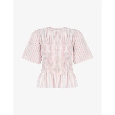 Ro&zo Womens Pink Stripe Shirred Top In Pink