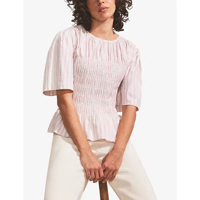 Ro&zo Womens Pink Stripe Shirred Top In Pink