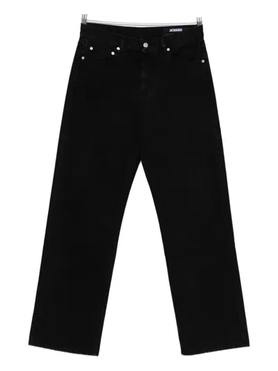 Jacquemus Straight Denim Pants Featuring Belt Loops In Black