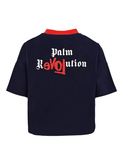 Palm Angels Skateboard-flag T-shirt In Blue