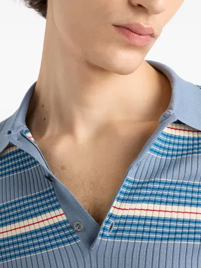 Prada Geripptes Poloshirt In Blue