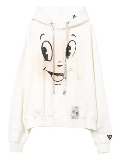 Miharayasuhiro Happy Face-print Hoodie In White
