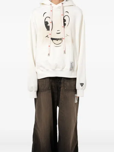 Miharayasuhiro Happy Face-print Hoodie In White
