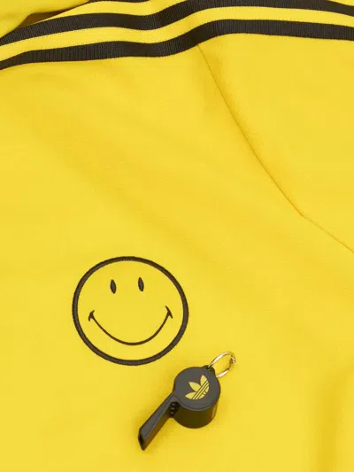 Adidas Originals Smiley Three-stripe Track Top In Yellow